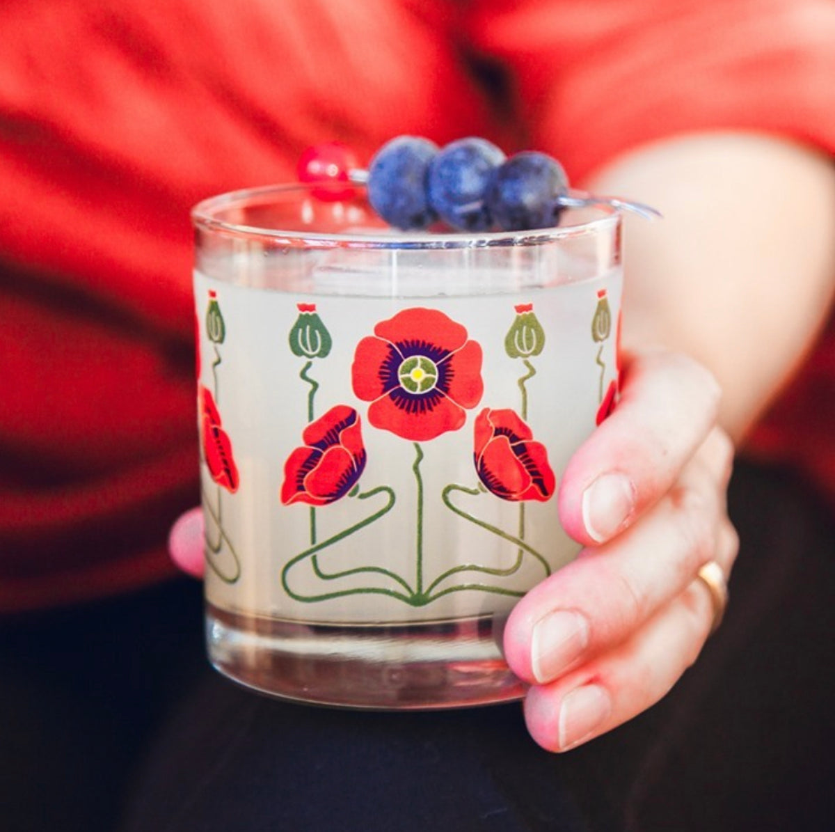 Poppy Red Bottle and Glass Brush –